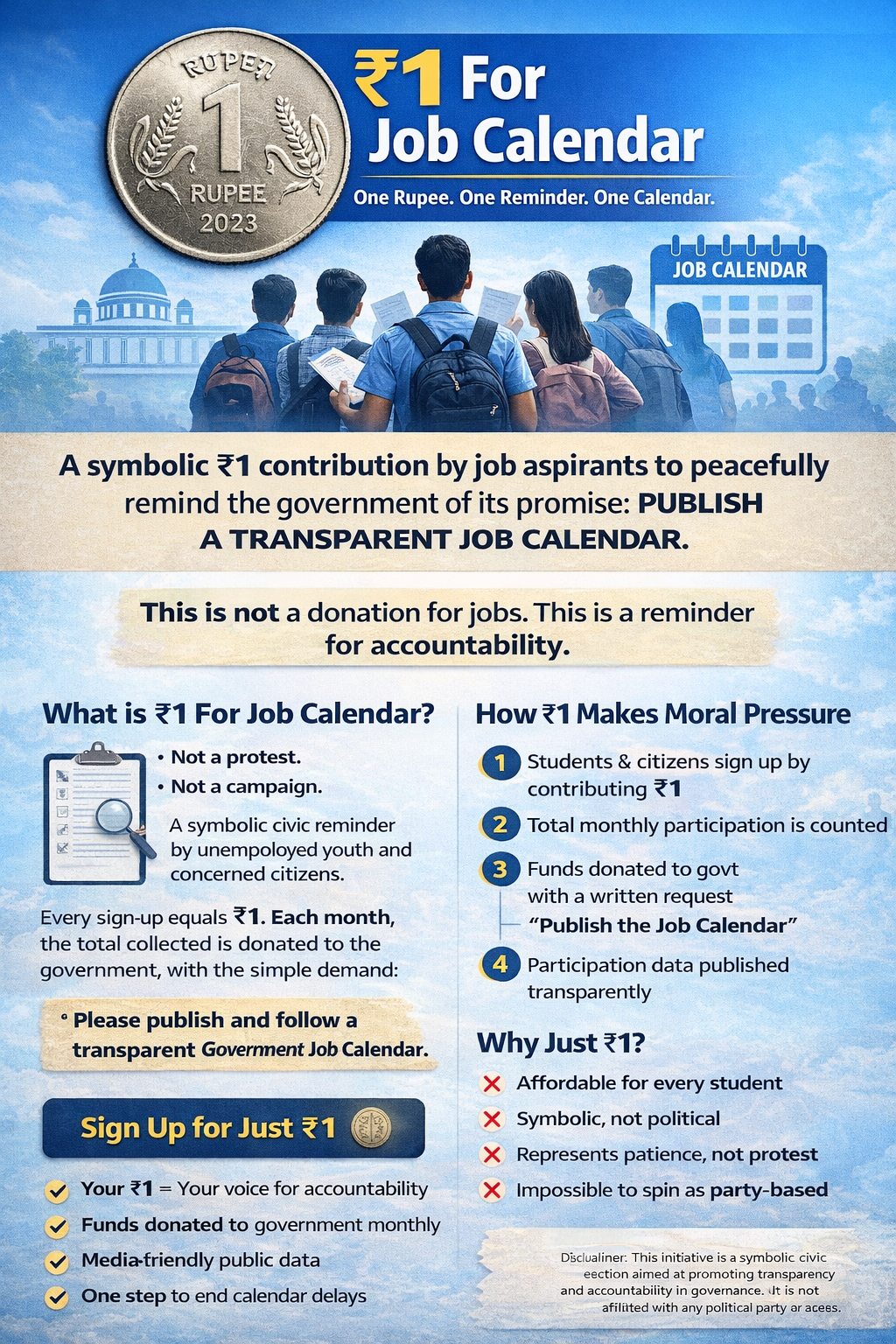 ₹1 For Job Calendar